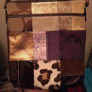 Coach Patchwork crossbody purse Purple x Brown